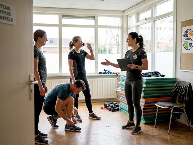 De trainer en leden van een kleine sportvereniging