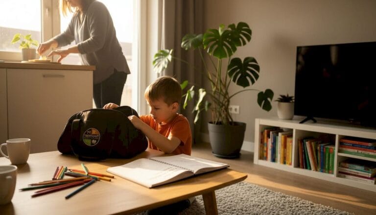 Ochtendritueel van ouder en kind aan de keukentafel