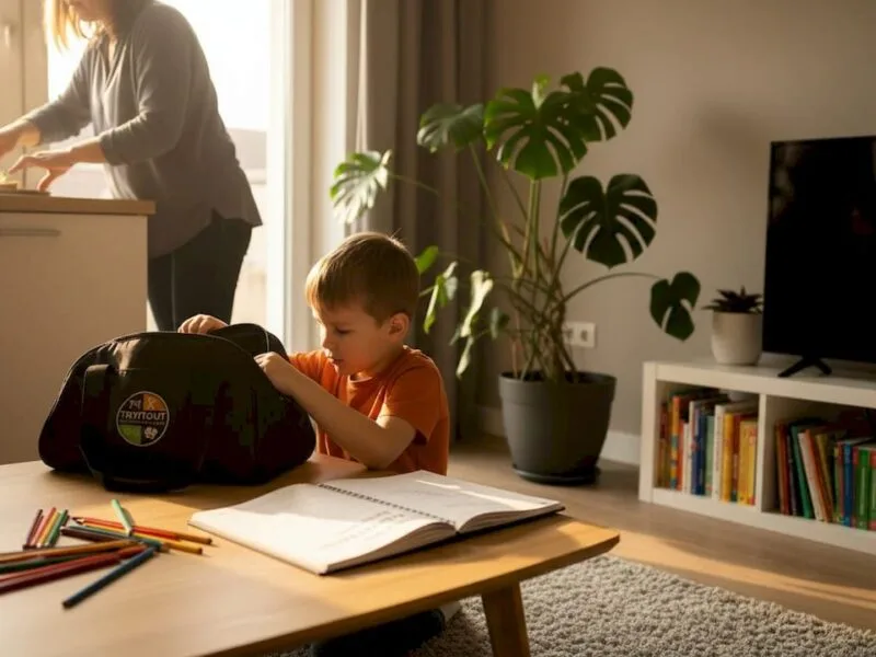 Ochtendritueel van ouder en kind aan de keukentafel
