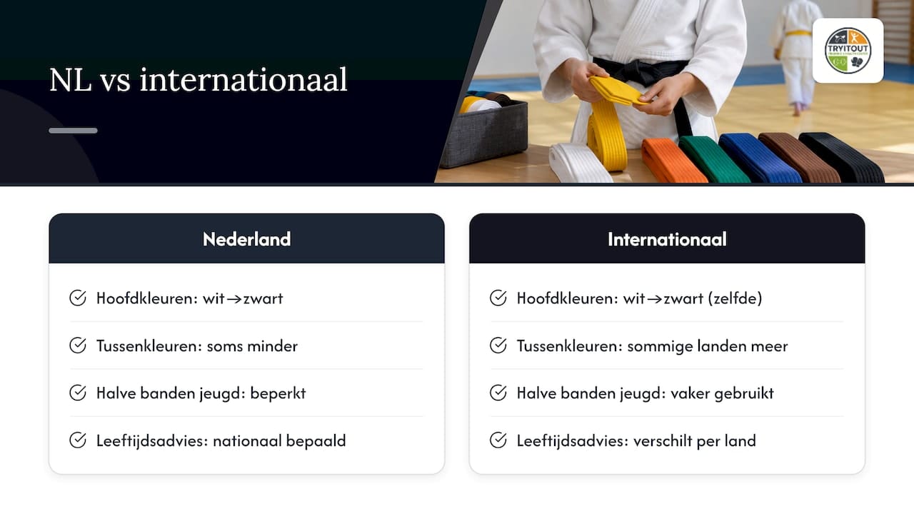 Vergelijking tussen Nederlandse en internationale judobanden